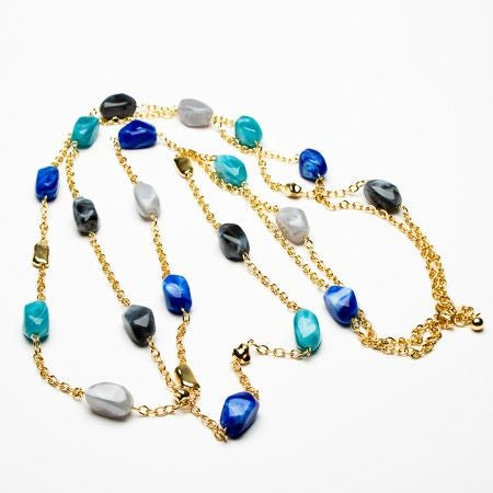 Long twin chain mis shaped resin beads