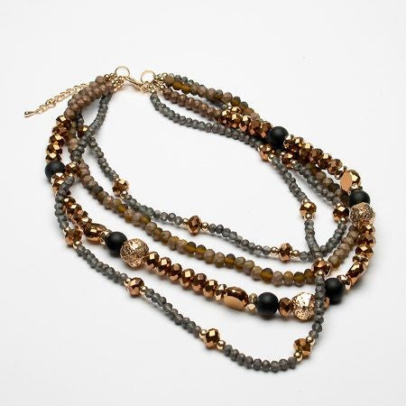 Multi strand mixed bead short necklace