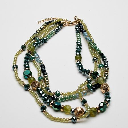 Multi strand mixed bead short necklace