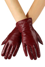 Load image into Gallery viewer, Cross Stitch Detail Leather Gloves
