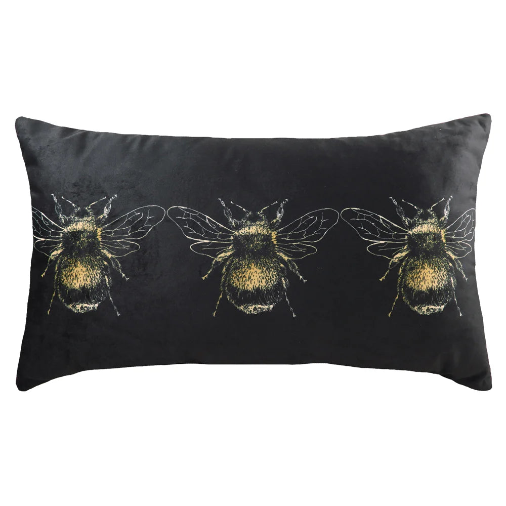 Gold Bee Rectangular Velvet Cushion