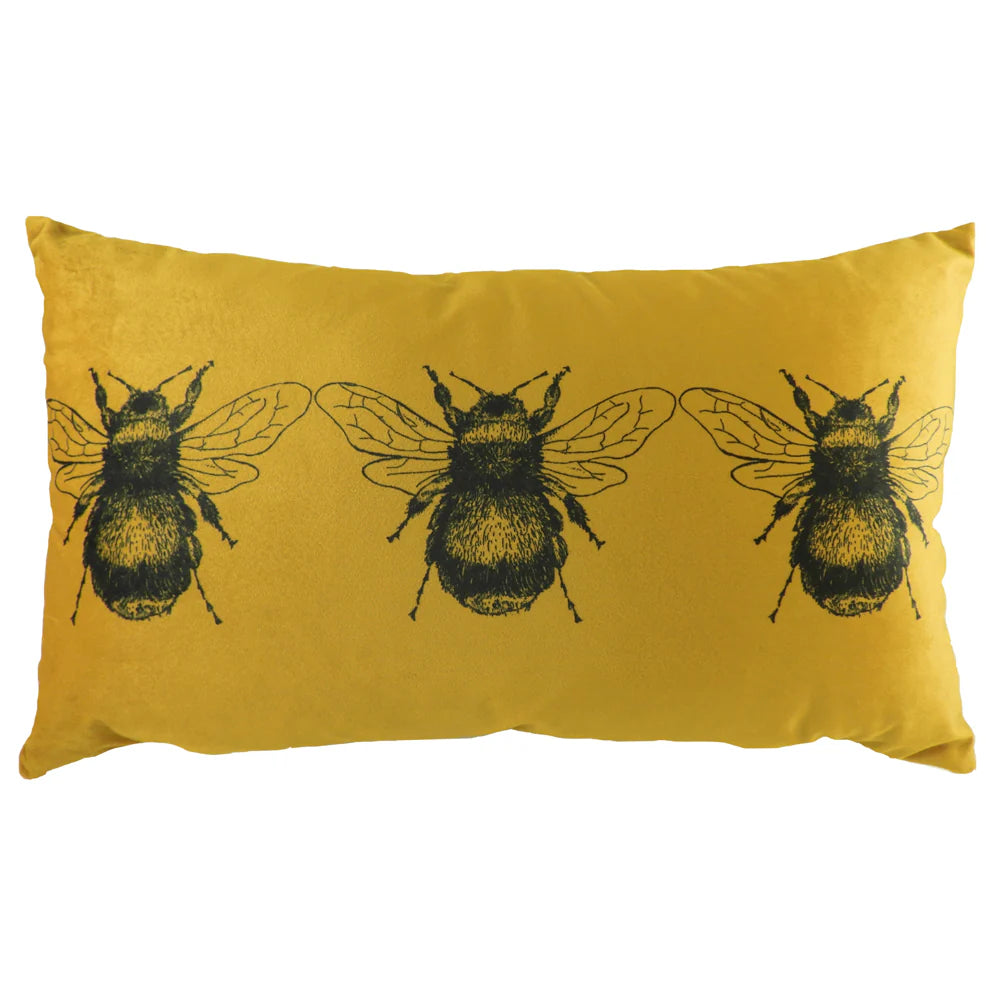 Gold Bee Rectangular Velvet Cushion