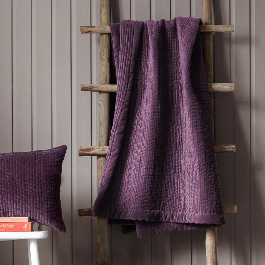 Haze Velvet Quilted Throw