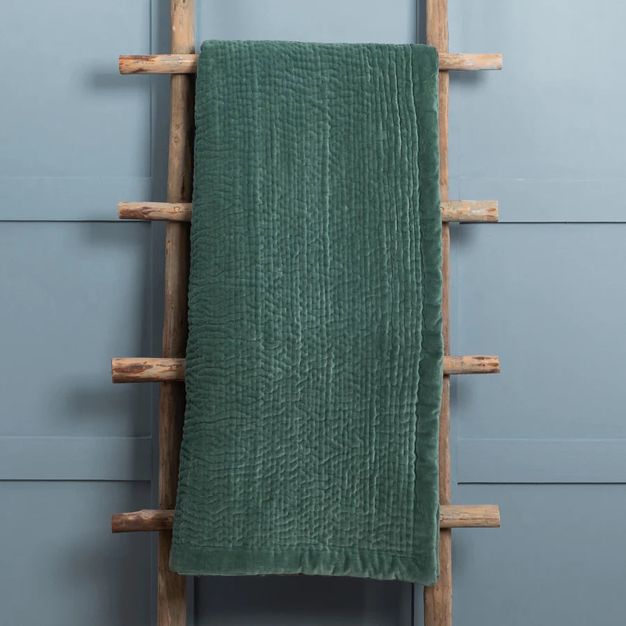 Haze Velvet Quilted Throw