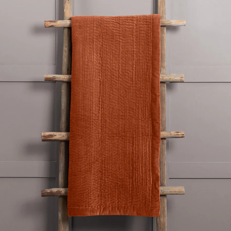 Haze Velvet Quilted Throw