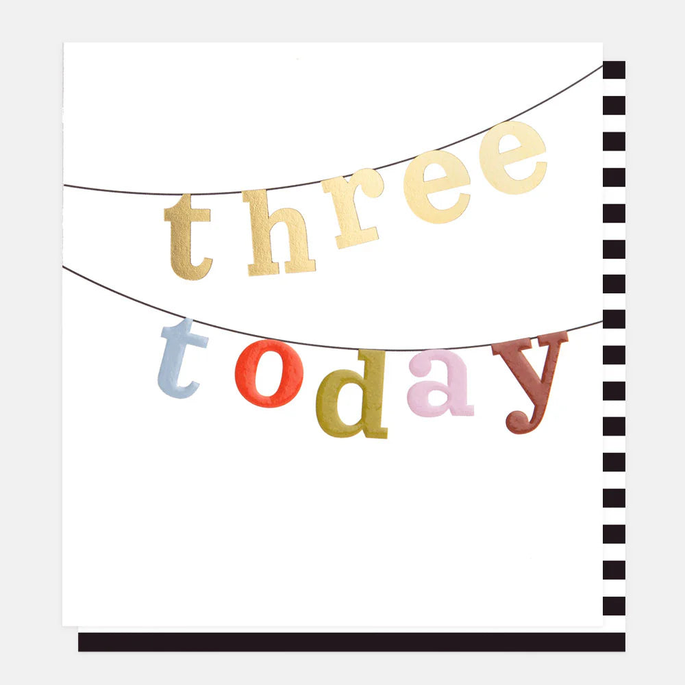Three Today Bunting 3rd Birthday Card