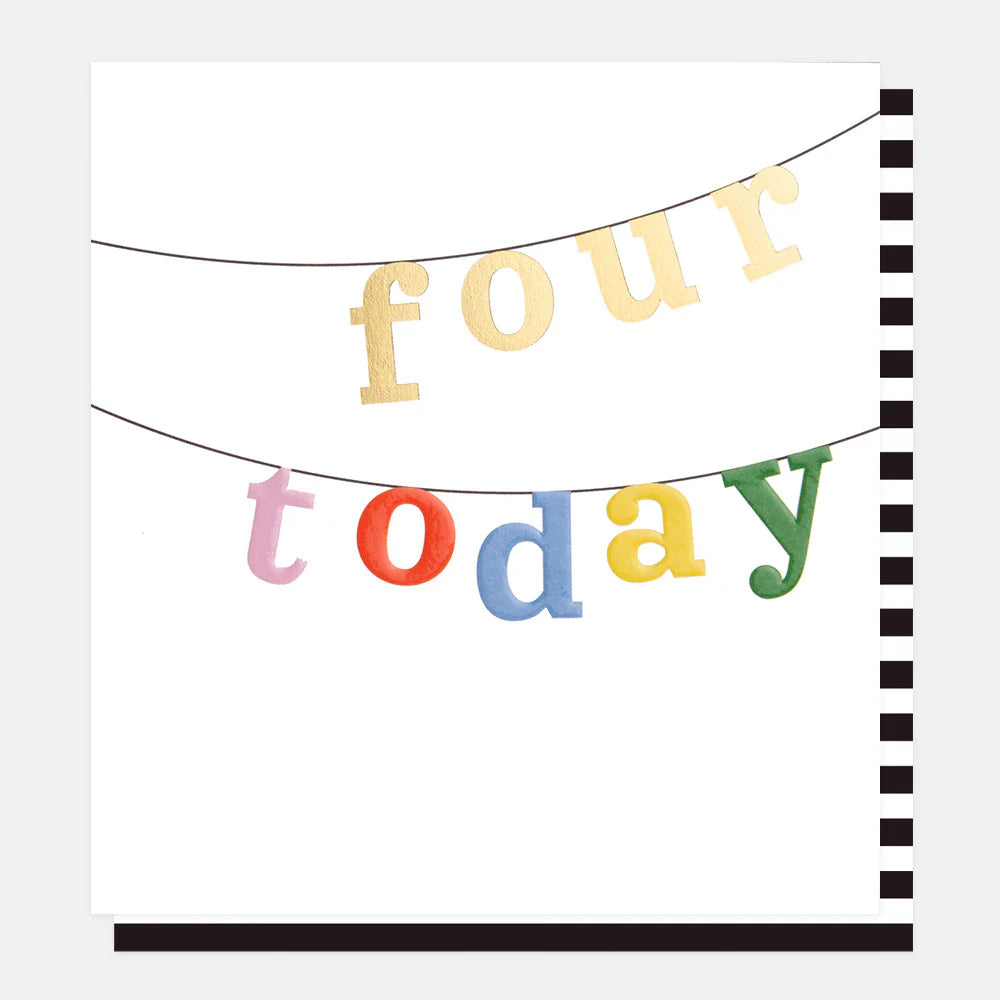 Four Today Bunting 4th Birthday Card