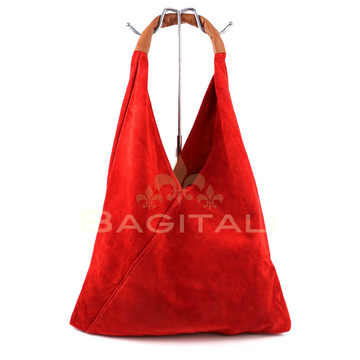 Large Suede Hobo Bag with Leather Tan Handle