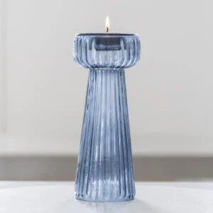 Tall T-Light Holder Smokey Blue