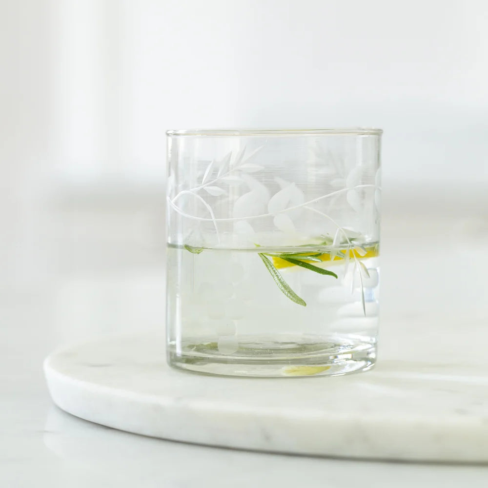 Water Tumbler Rambling Vine Etched