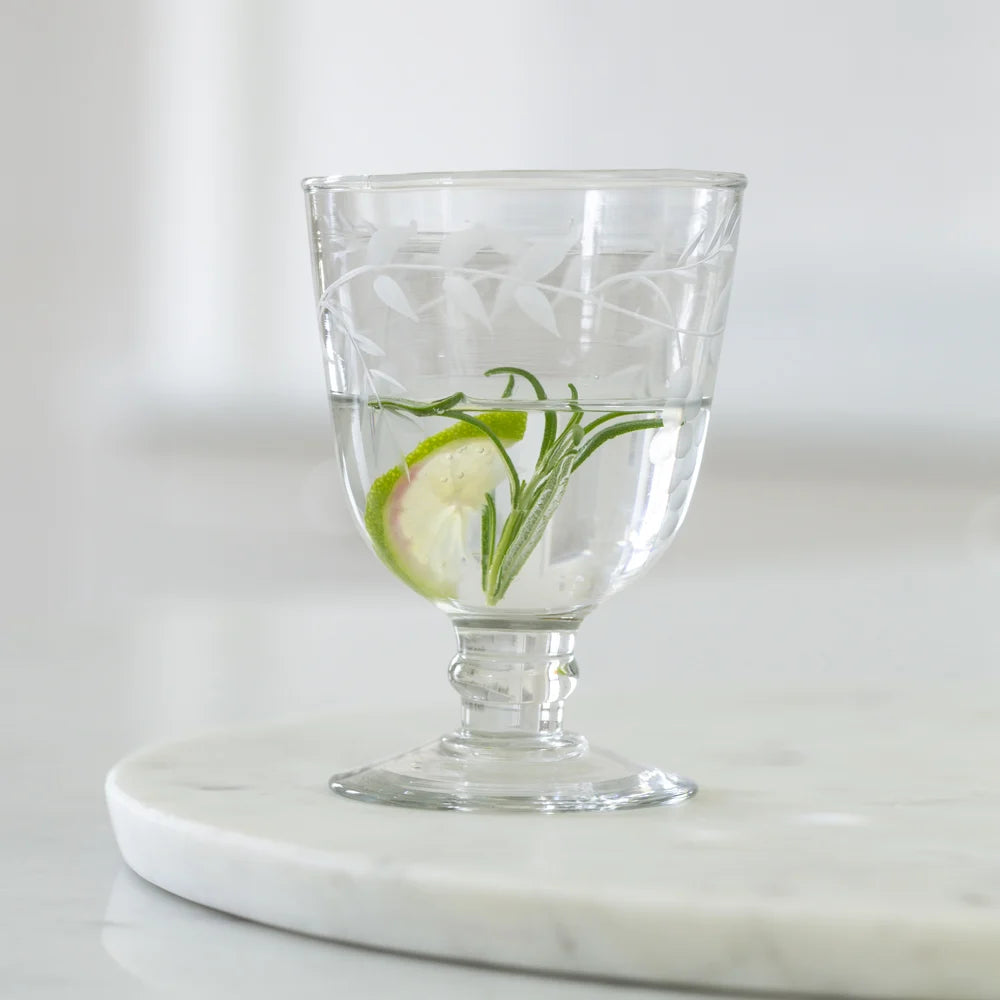 Wine Glass Rambling Vine Etched