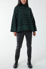 Load image into Gallery viewer, High Neck Stripe Wide Sleeve Jumper
