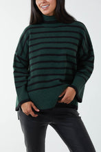 Load image into Gallery viewer, High Neck Stripe Wide Sleeve Jumper
