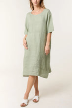 Load image into Gallery viewer, Pure Linen Boat Neck Midi Dress
