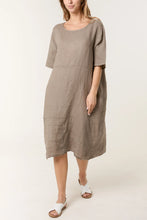 Load image into Gallery viewer, Pure Linen Boat Neck Midi Dress
