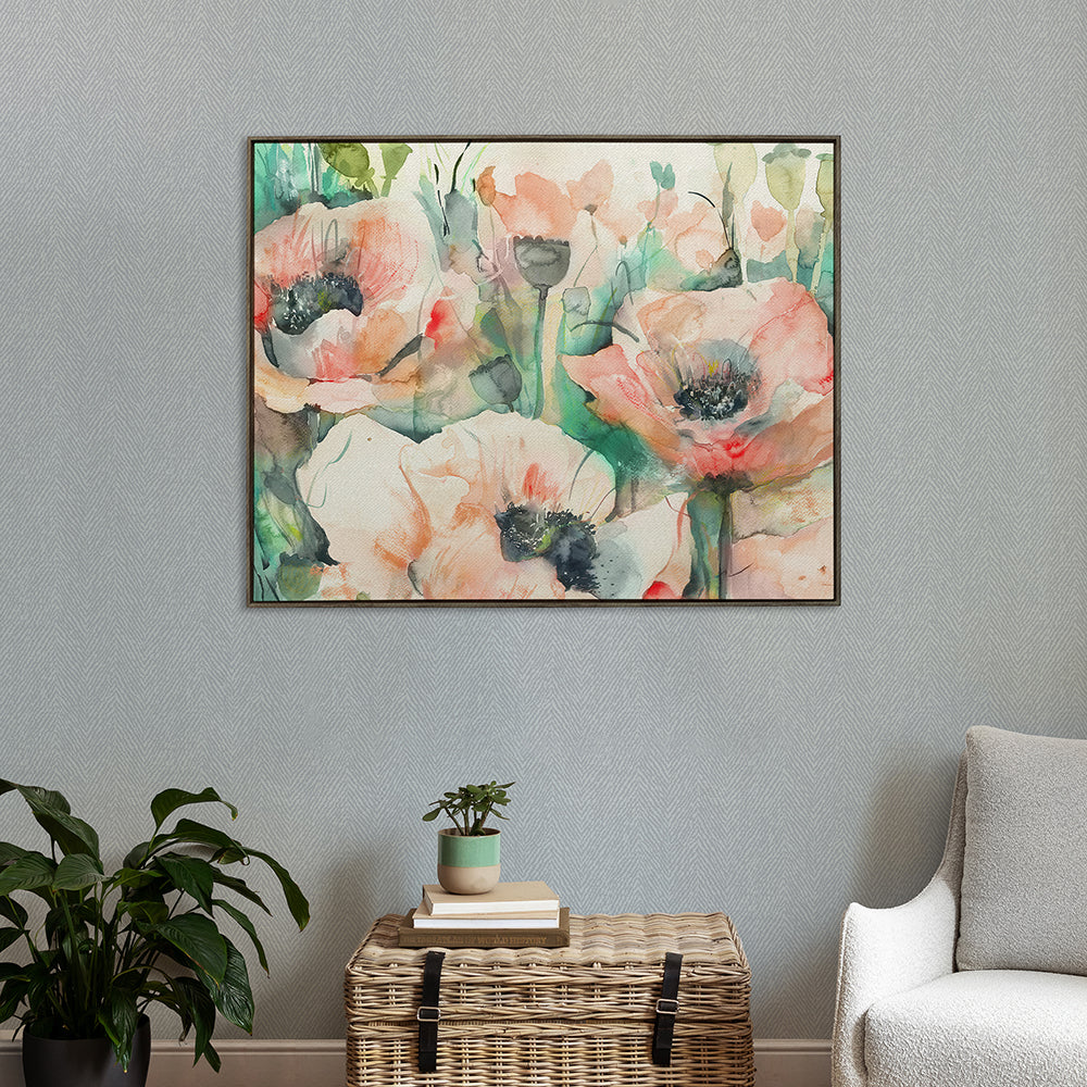 PAPAVERA FRAMED CANVAS STONE