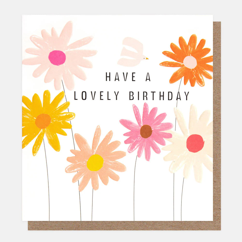 Flowers & Bird Lovely Birthday Card