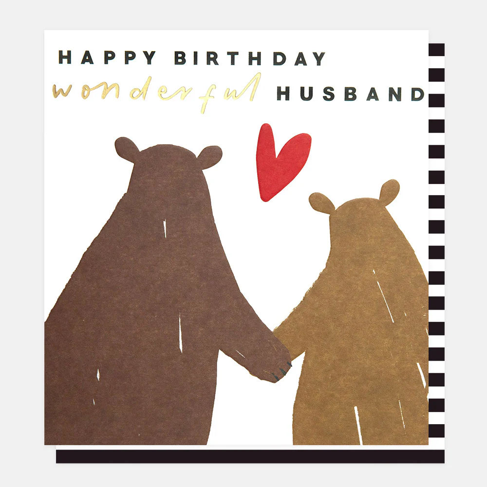 Bears Holding Hands Birthday Card For Husband