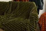 Ribbed faux fur throw olive