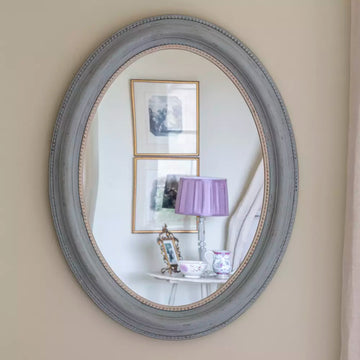 Vintage Mirror Oval Soft Grey