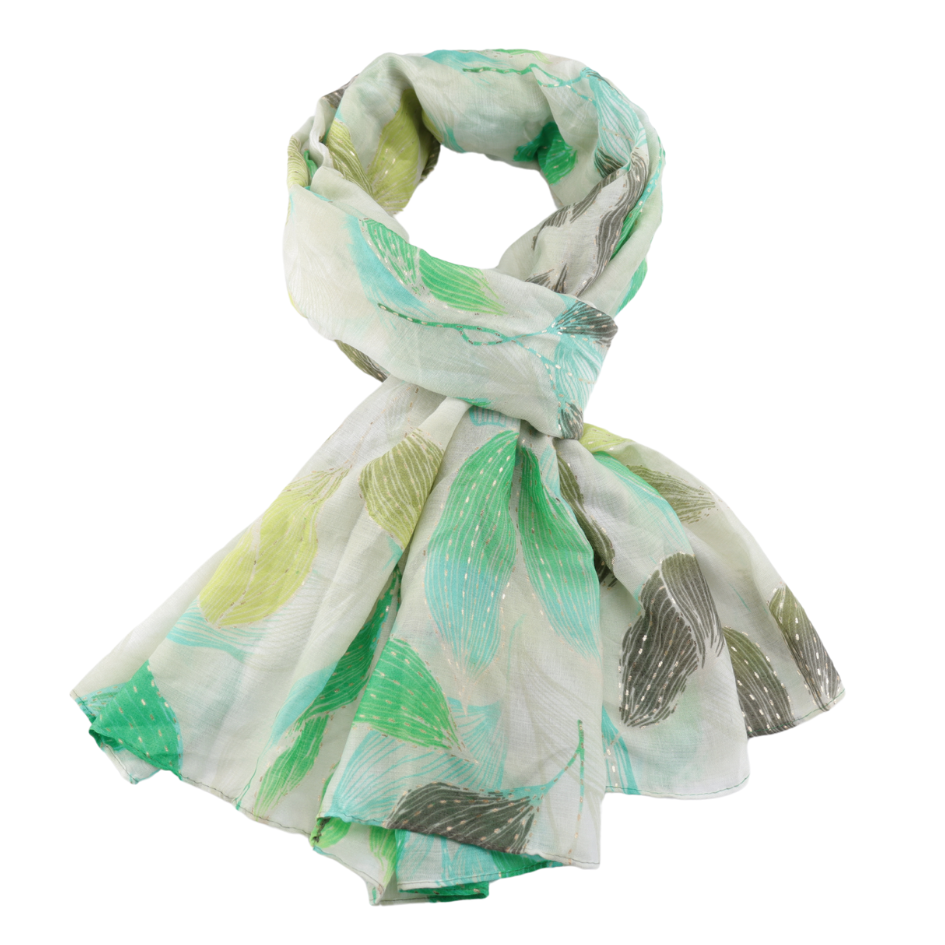Gold Line Leaves Scarf