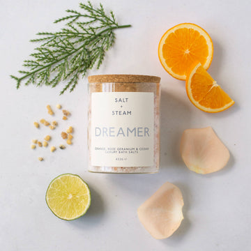 Salt & Steam Dreamer Luxury Bath Salts with orange, rose and geranium