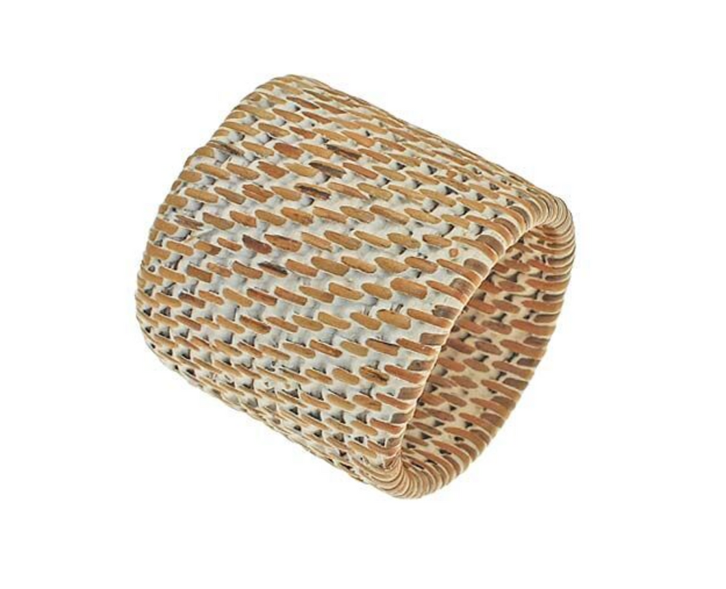 Rattan napkin ring white