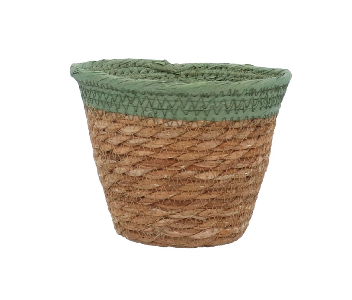 Woven Pot Cover Basket 18cm  - Coloured Trim