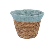 Load image into Gallery viewer, Woven Pot Cover Basket 18cm  - Coloured Trim
