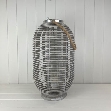 Greywashed Rattan Lantern