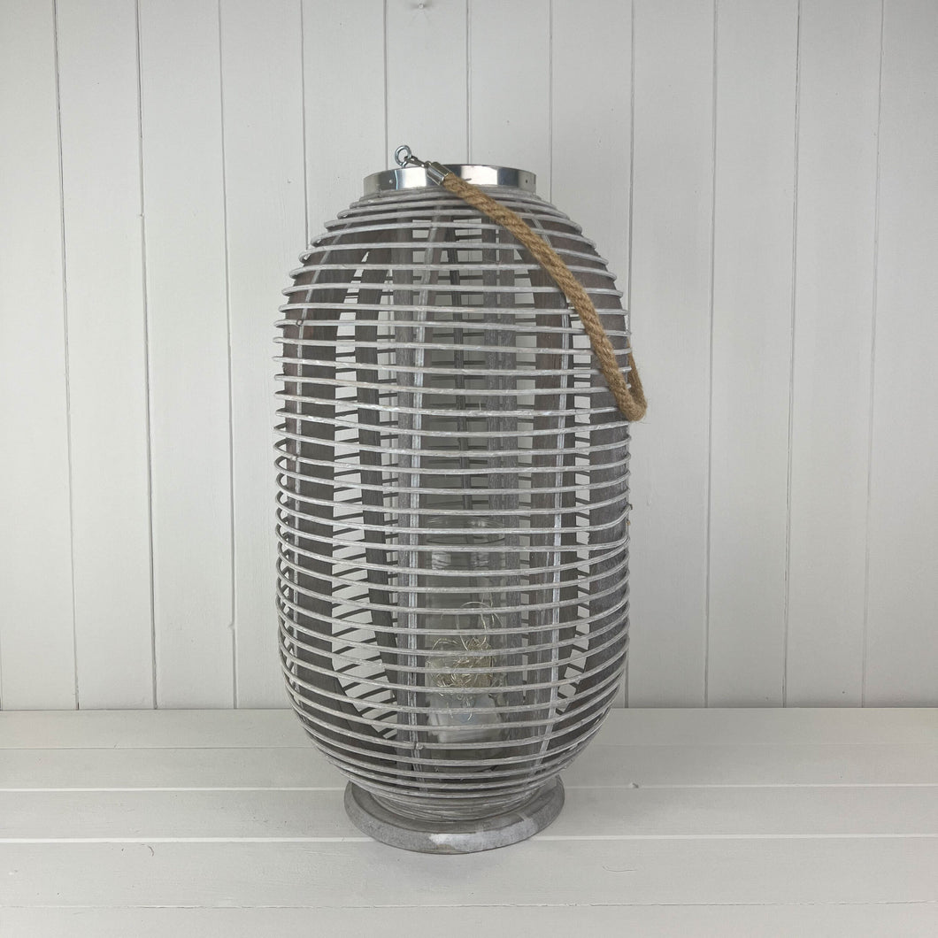 Greywashed Rattan Lantern