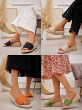 Load image into Gallery viewer, LOW HEEL MULE RAFFIA WEDGE SANDALS
