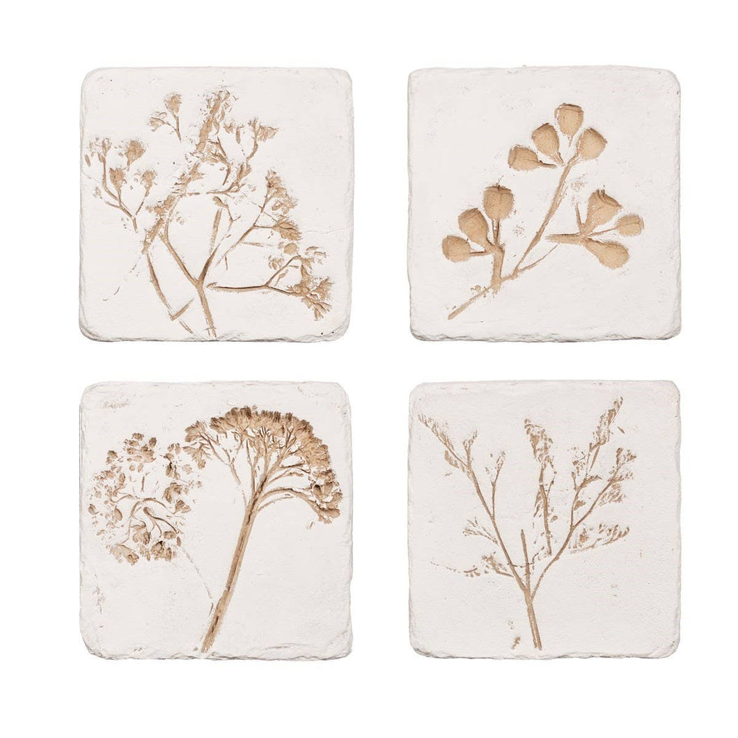 Flower Imprint Coasters Set of 4