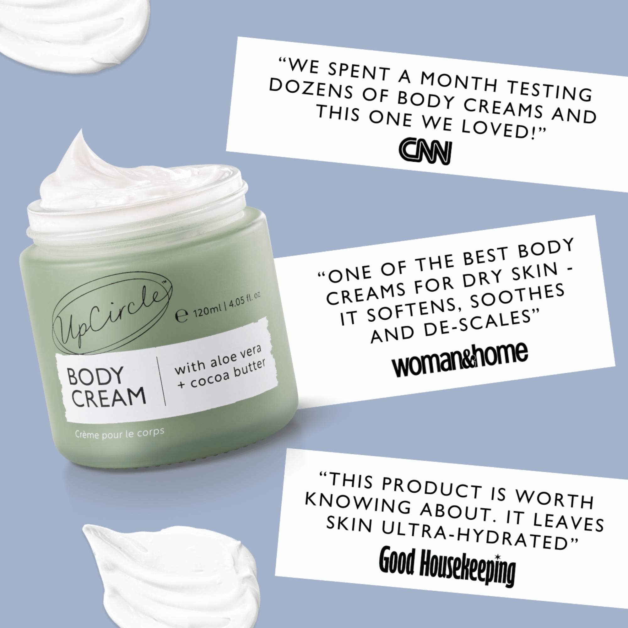 Upcircle I Vegan Body Cream with Aloe Vera + Cocoa Butter for Dry Skin