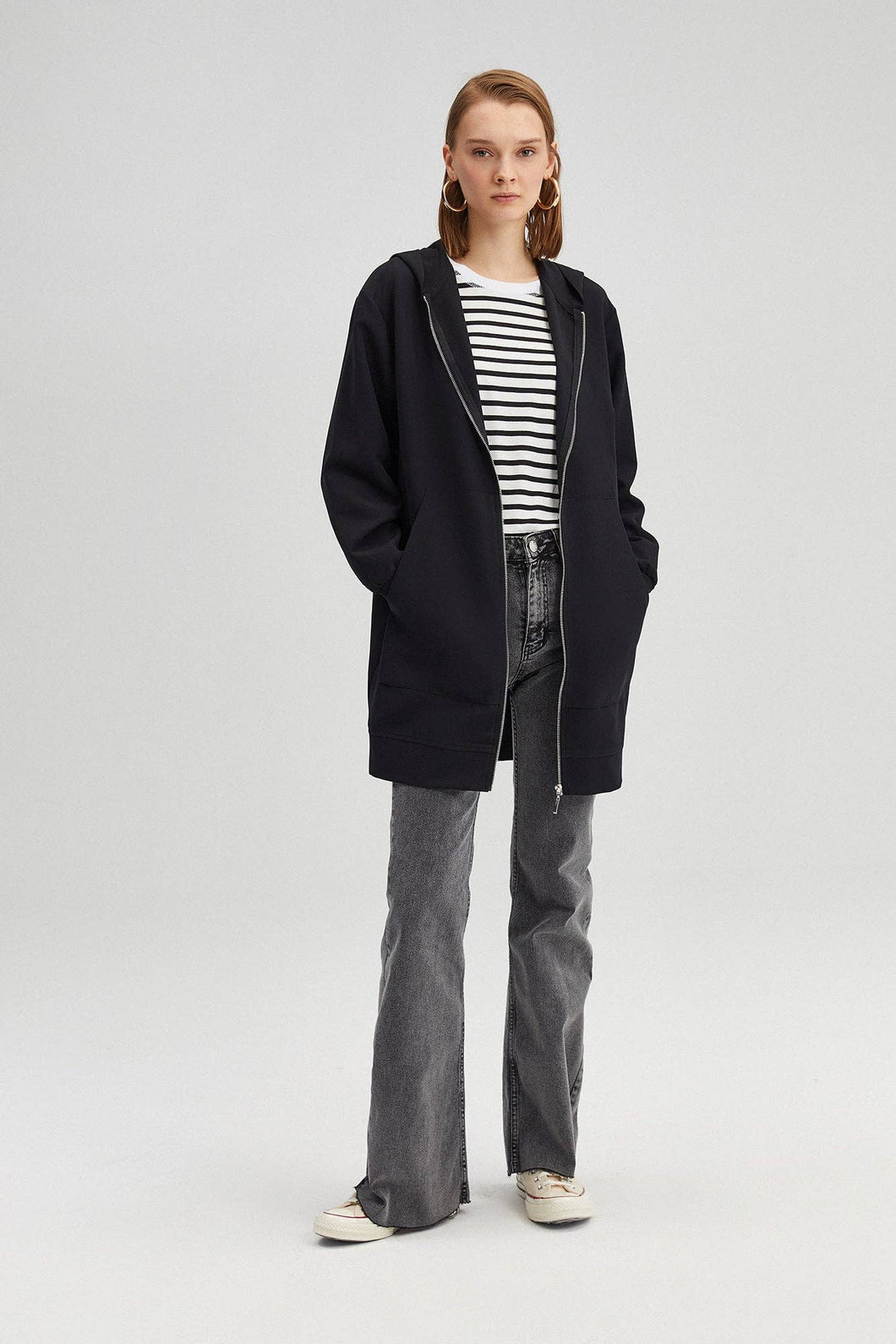 ZIPPED THIN CREPE JACKET
