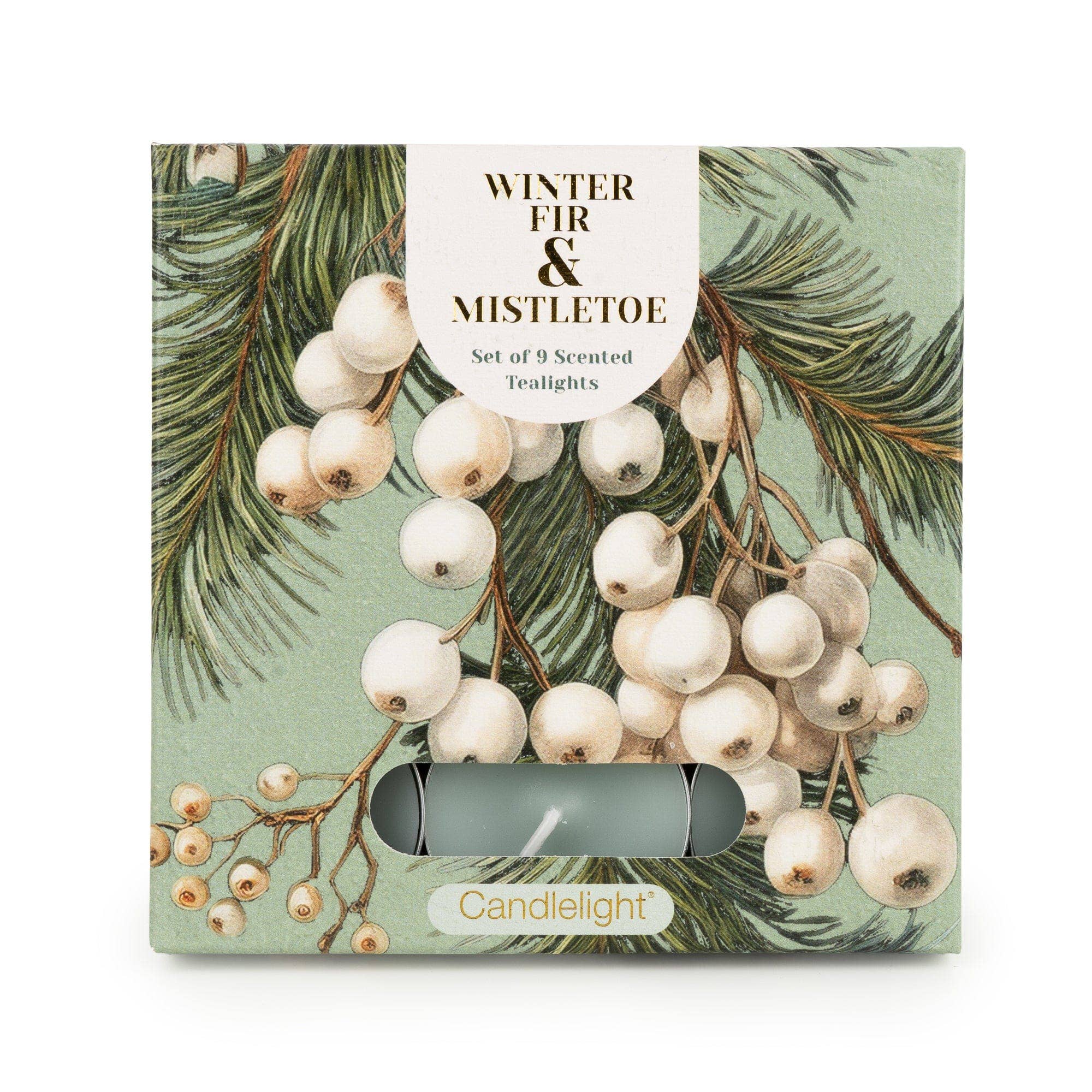 Set of 9 Tealights - Winter Fir & Mistletoe 6pk