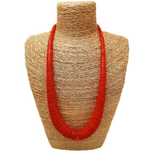 Load image into Gallery viewer, Long Graduated Disc Necklace Orange 38cm
