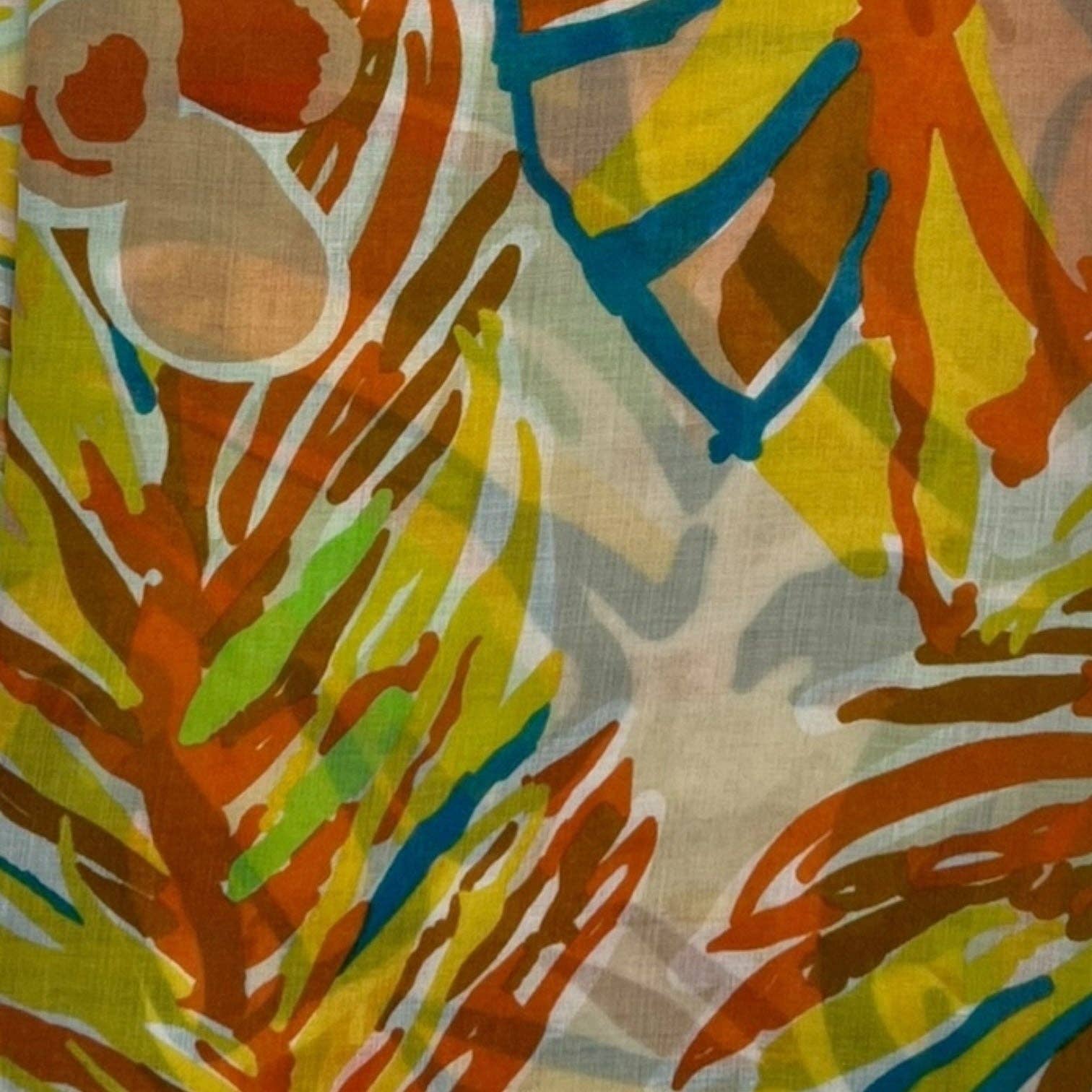 Tropical Flower and Leaves Print Scarf