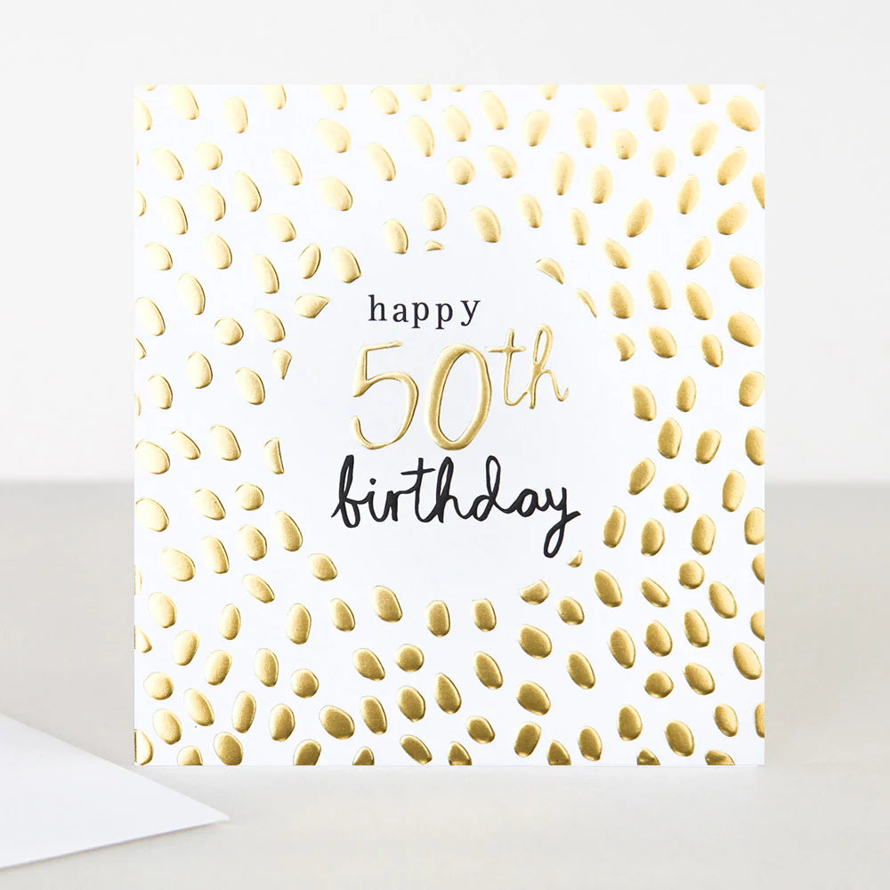 Gold 50th Birthday Card