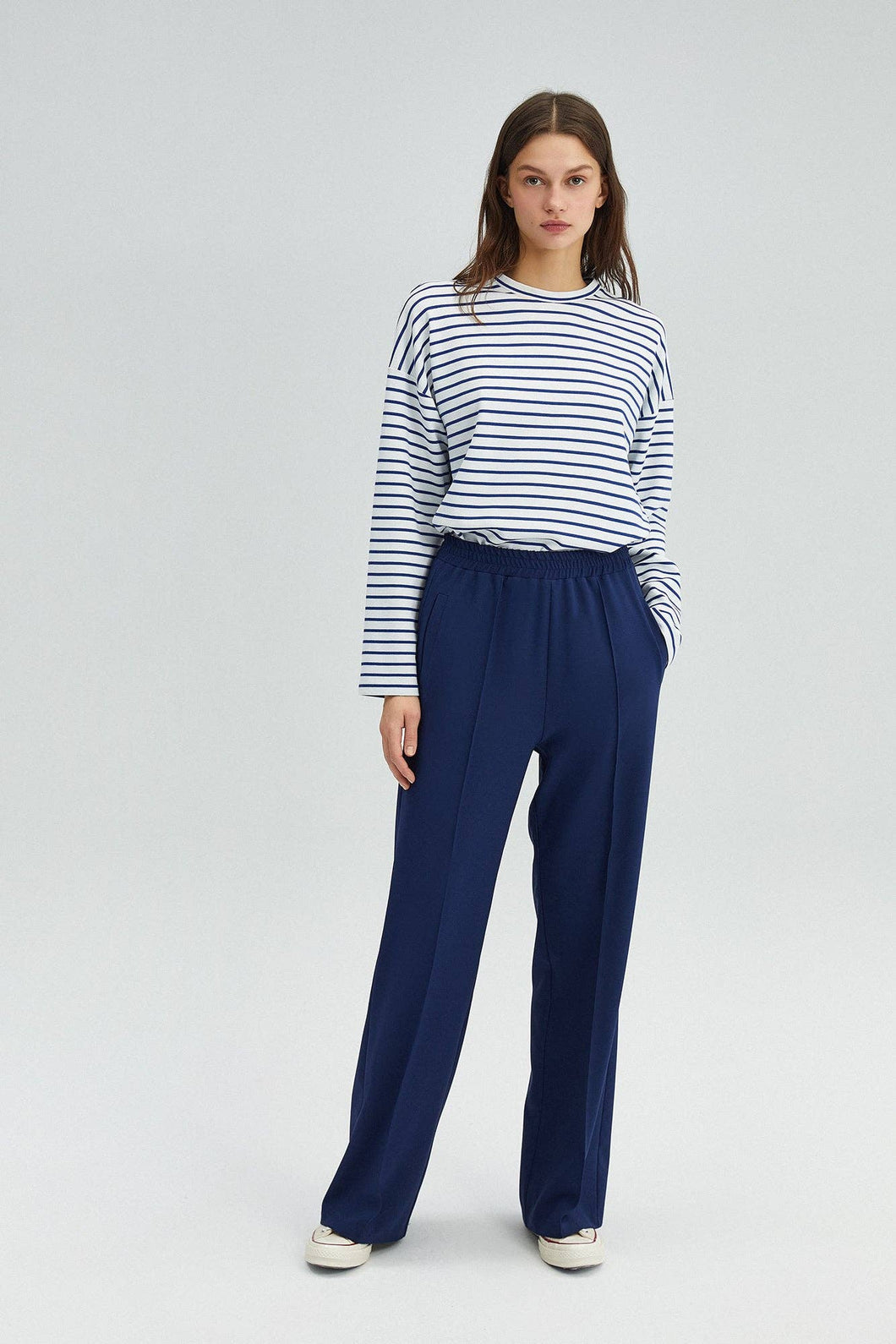 RIBBED CREPE TROUSERS