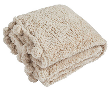 Cosy pom pom throw - linen colour
