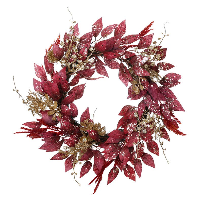 DEEP RED FOLIAGE WREATH