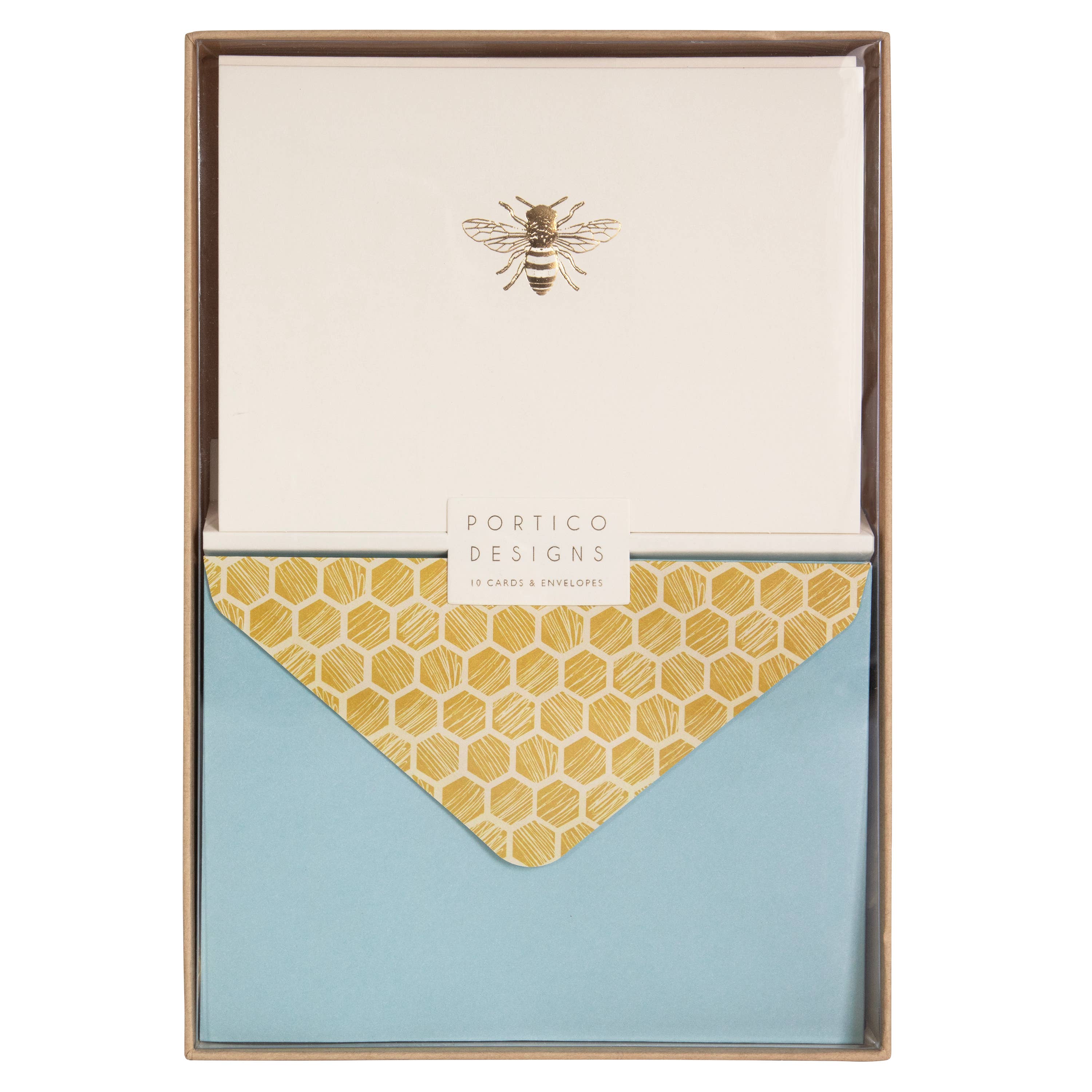 Boxed Notecard Set with Gold Bee Design