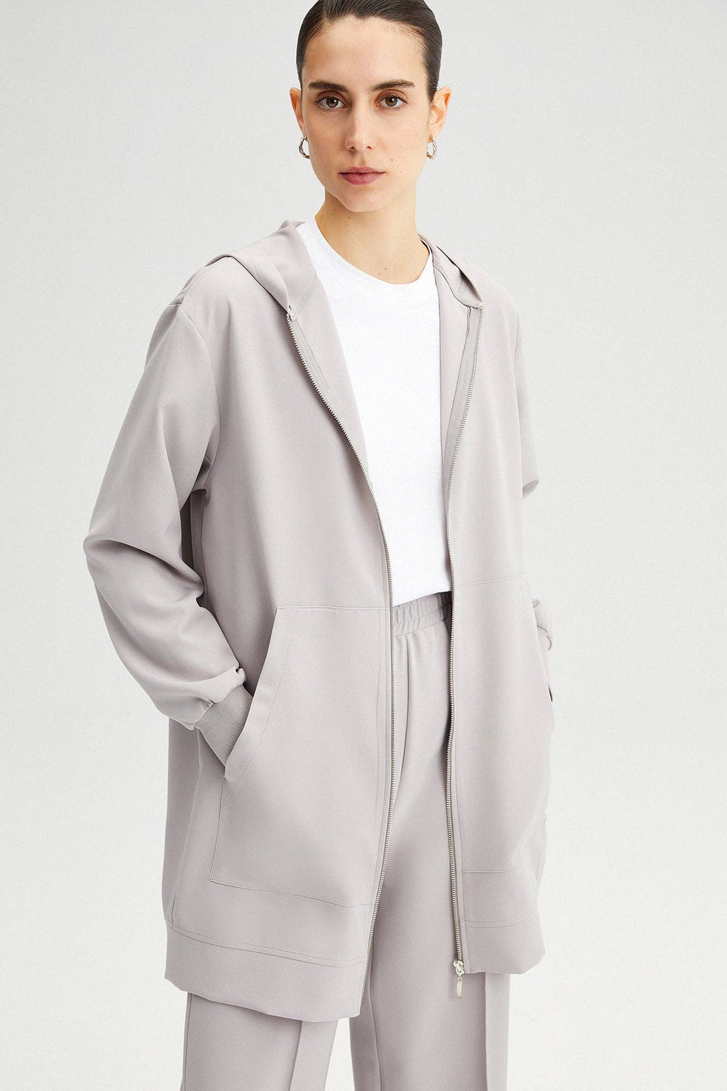ZIPPED THIN CREPE JACKET