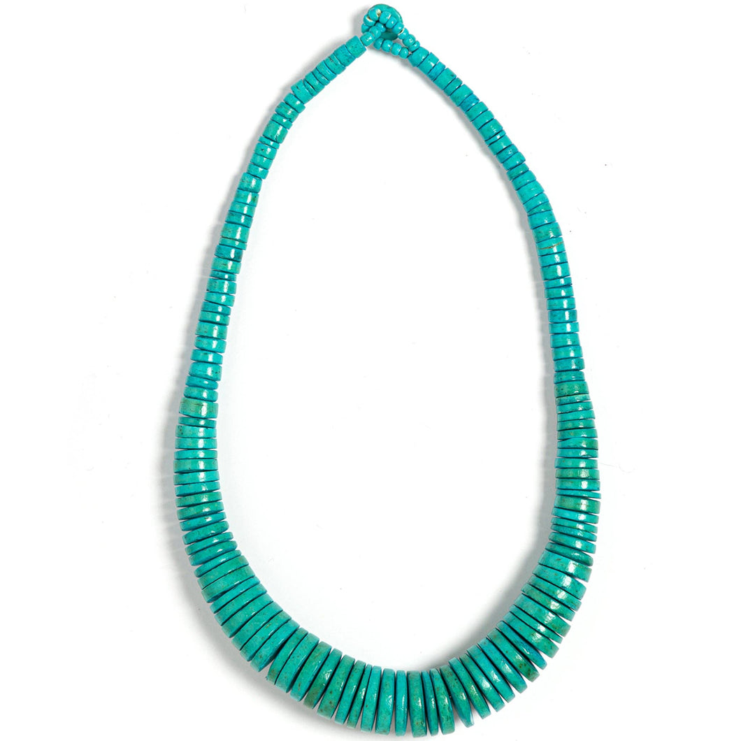 Turquoise Blue Graduated Coco Disc Necklace