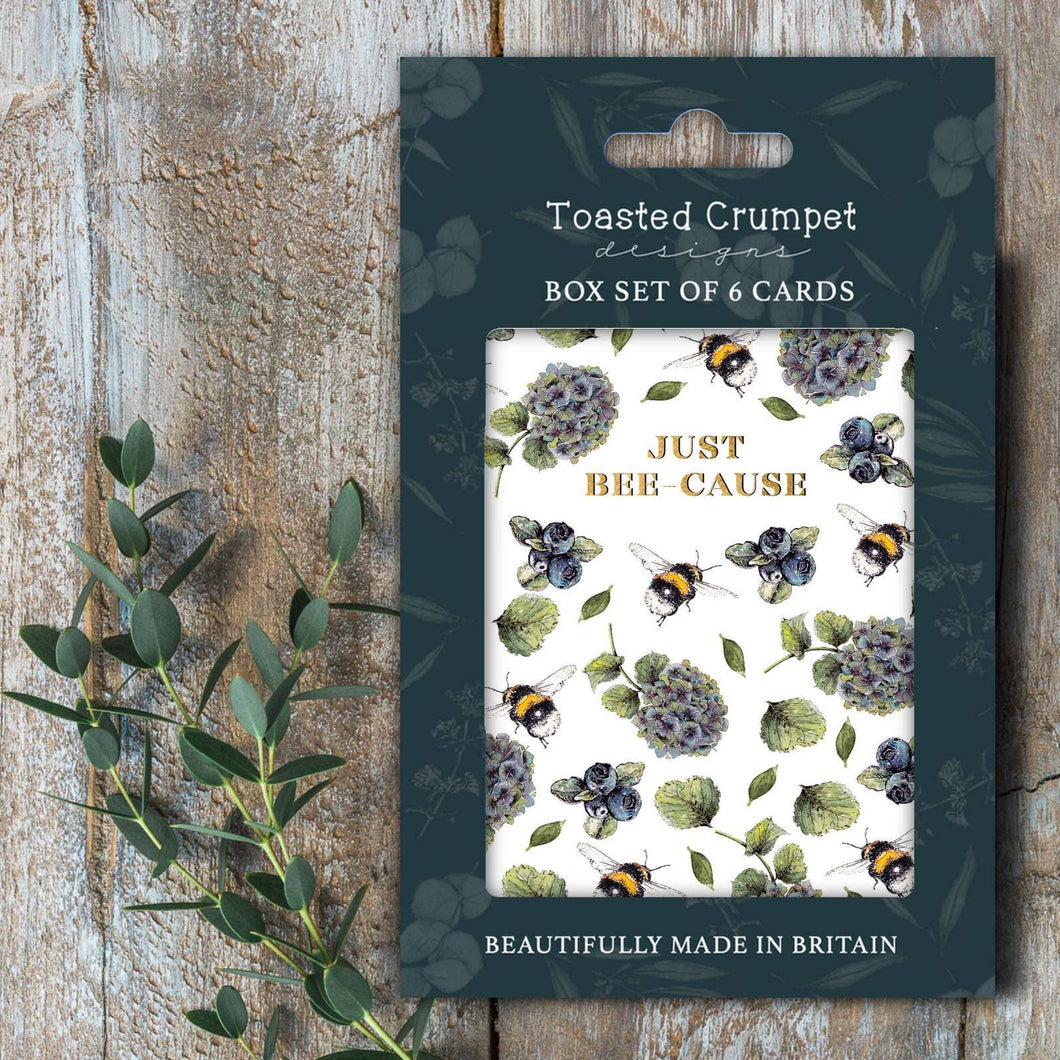 Just Bee-Cause ( Hydrangea & Bee Pure) Set of 6 Cards