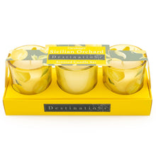 Load image into Gallery viewer, Sicilian Orchard Trio Mini Votives with Lemon Grove Scent
