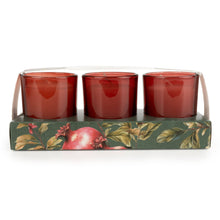 Load image into Gallery viewer, Set of 3 Votive Candles - Forest Pine &amp; Pomegranate 6pk
