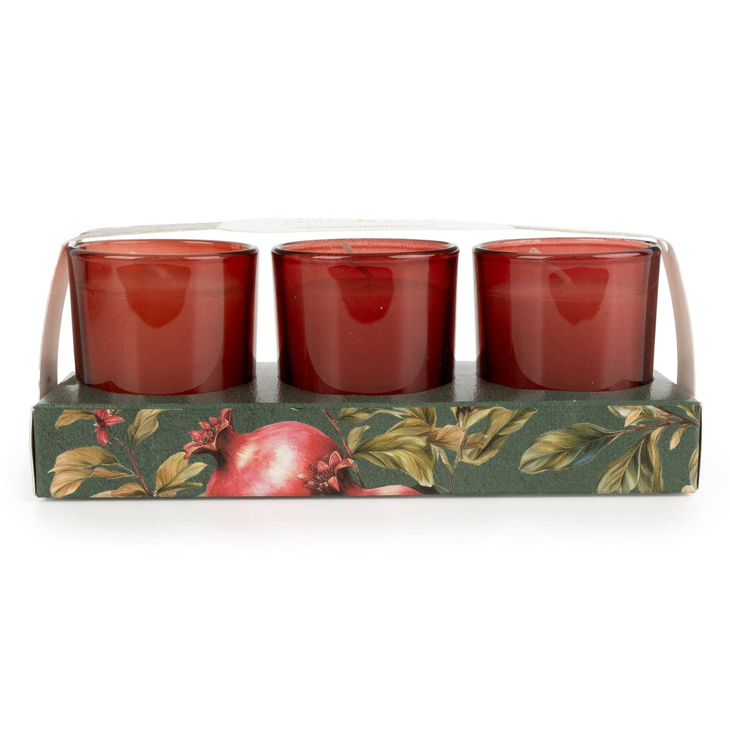 Set of 3 Votive Candles - Forest Pine & Pomegranate 6pk