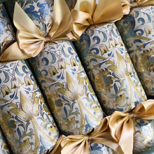 Load image into Gallery viewer, William Morris 13&quot; Christmas Crackers Blue Gold Luxury
